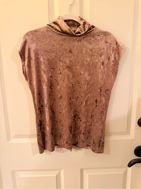 Elliott Lauren Velvet Mock Neck Women’s Top - Taupe